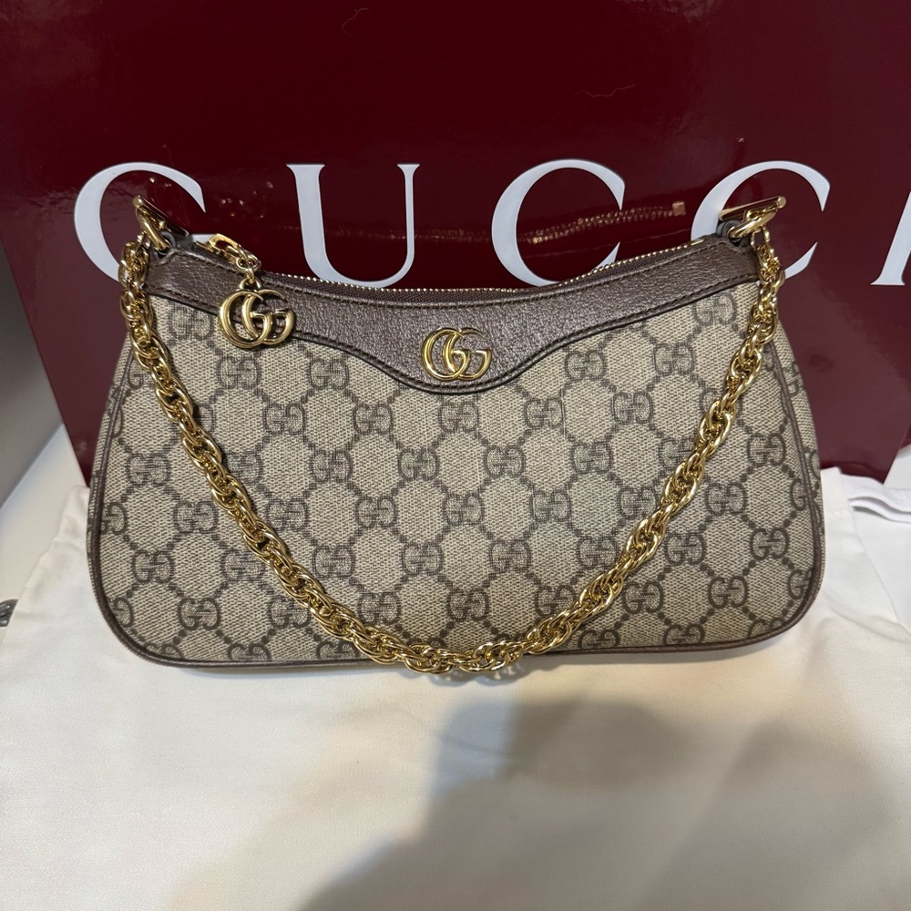 New in box Gucci Ophidia small shoulder bag beige and dark brown GG Supreme - Picture 7 of 16
